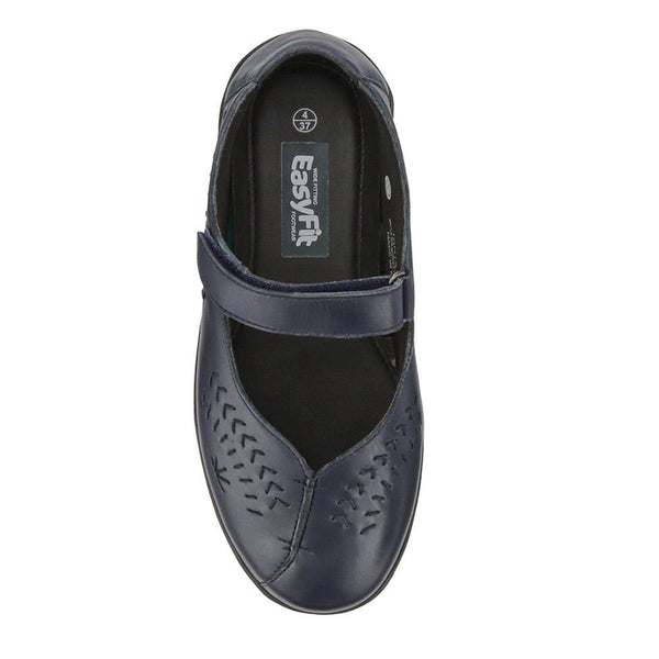 Pavers Extra-Wide Leather Mary Janes - Navy