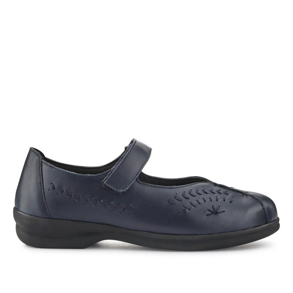 pavers Extra-Wide Leather Mary Janes - Navy