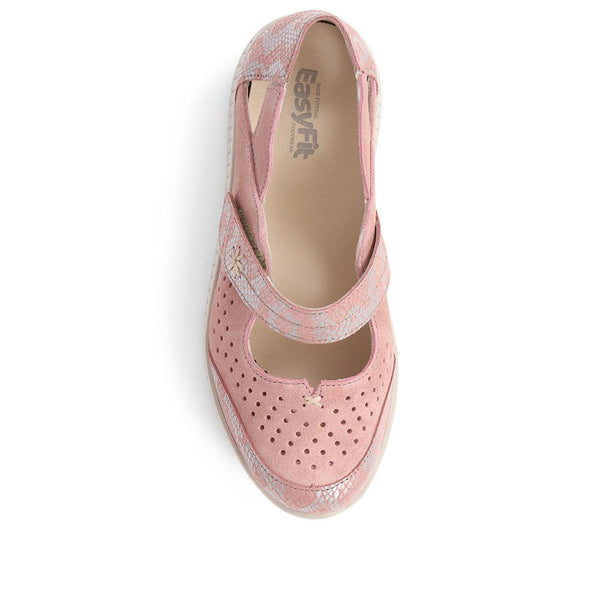 Pavers Extra-Wide Leather Mary Janes - Pink
