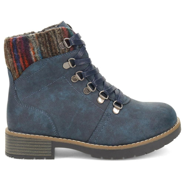 pavers Extra Wide Padded Cuff Ankle Boots - Navy