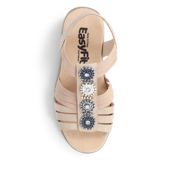 Pavers Extra-Wide Slip-On Floral Sandals - Beige