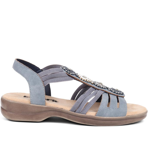 pavers Extra-Wide Slip-On Floral Sandals - Navy