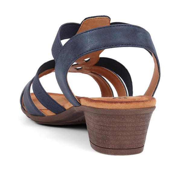 Pavers Extra-Wide Slip-On Heeled Sandals - Navy