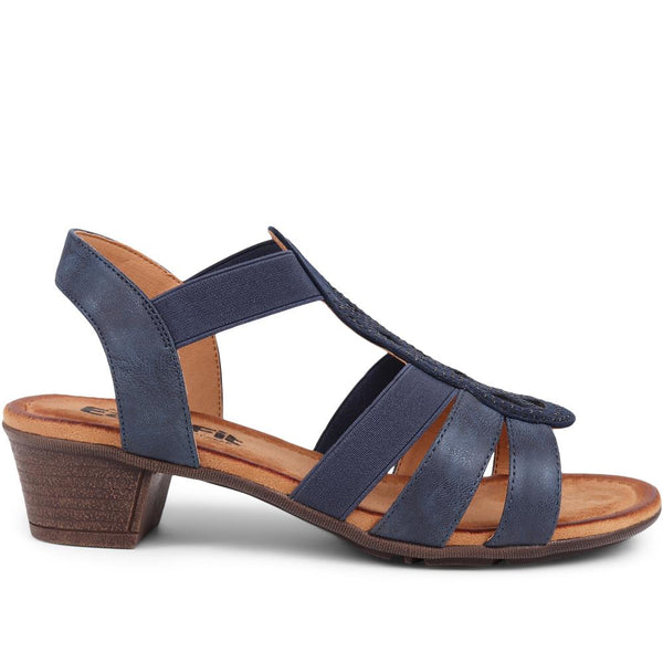 pavers Extra-Wide Slip-On Heeled Sandals - Navy