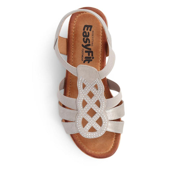 Pavers Extra-Wide Slip-On Heeled Sandals - Pewter