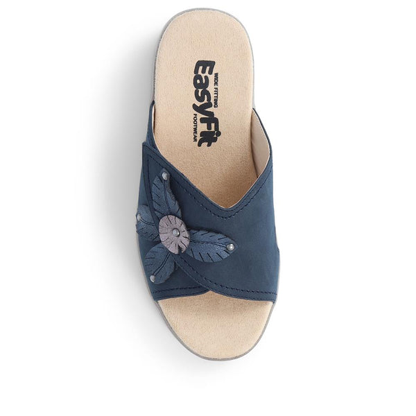 Pavers Extra-Wide Slip-On Mules - Navy