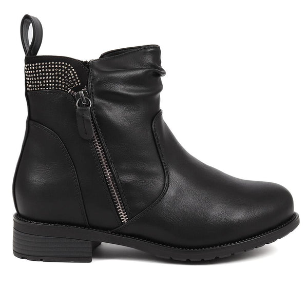 pavers Extra-Wide Slouch Ankle Boots - Black