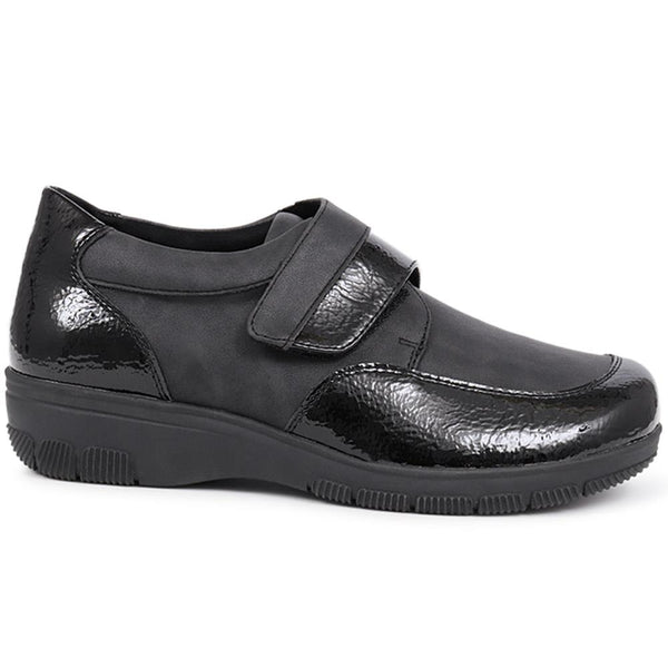 pavers Extra-Wide Touch-Fasten Monk Shoes - Black