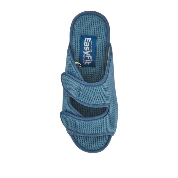 Pavers Extra-Wide Touch-Fasten Mule Slippers - Blue