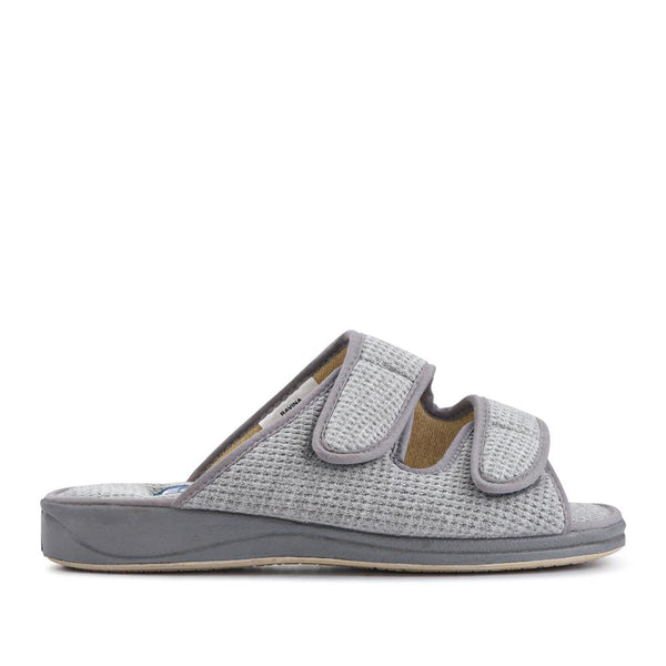 pavers Extra-Wide Touch-Fasten Mule Slippers - Grey