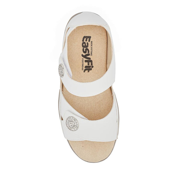 Pavers Extra-Wide Touch-Fasten Sandals - White