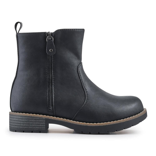 Pavers Extra-Wide Zip-Up Casual Ankle Boots - Black