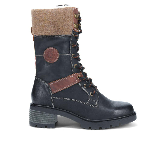 pavers Faux-Fur Cuff Lace-Up Boots - Black