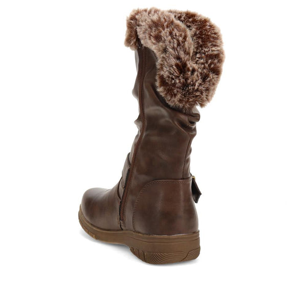Pavers Faux-Fur Cuff Long Boots - Brown