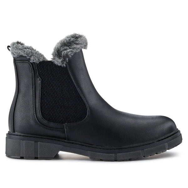 pavers Faux-Fur-Lined Ankle Boots - Black