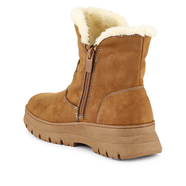 Pavers Faux Fur-Lined Ankle Boots - Tan