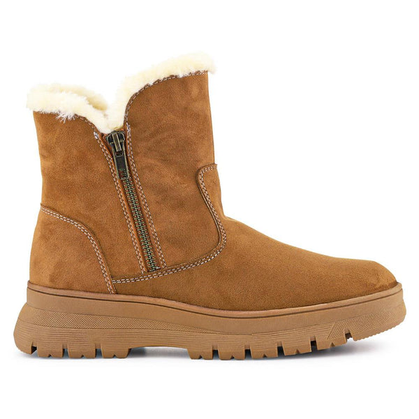 pavers Faux Fur-Lined Ankle Boots - Tan