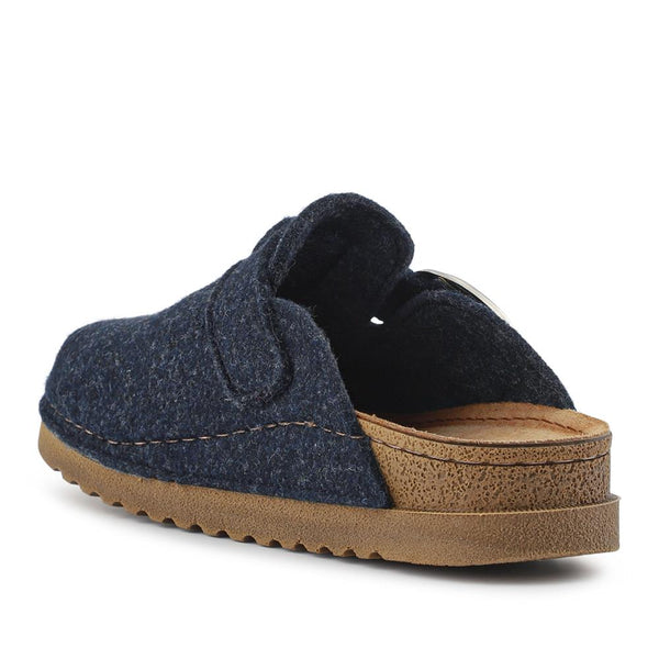 Pavers Faux-Fur Mule Slippers - Navy