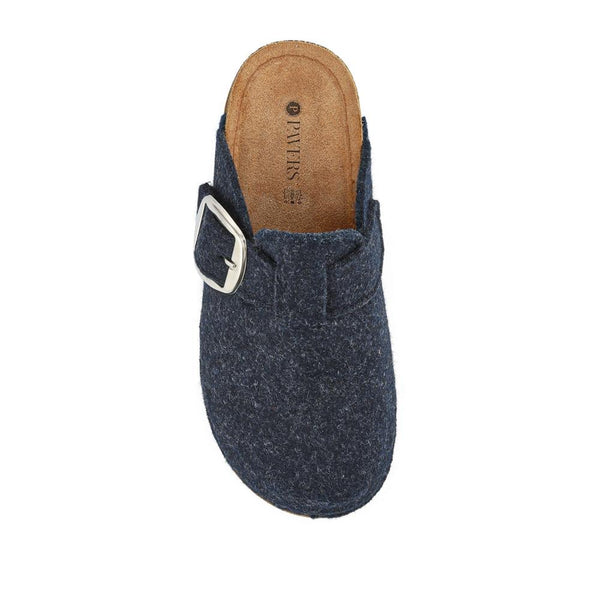 Pavers Faux-Fur Mule Slippers - Navy