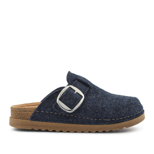 pavers Faux-Fur Mule Slippers - Navy