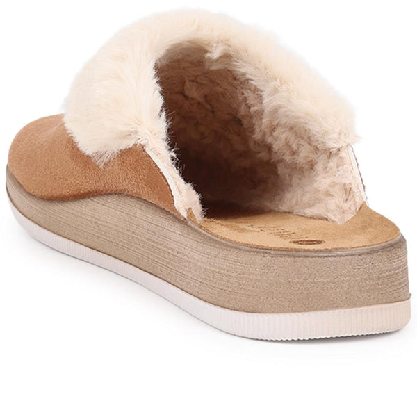 Pavers Faux-Fur Slipper Mules - Camel