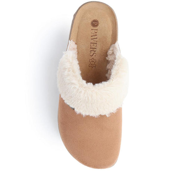 Pavers Faux-Fur Slipper Mules - Camel