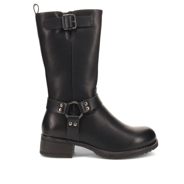 pavers Faux-Leather Long Boots - Black