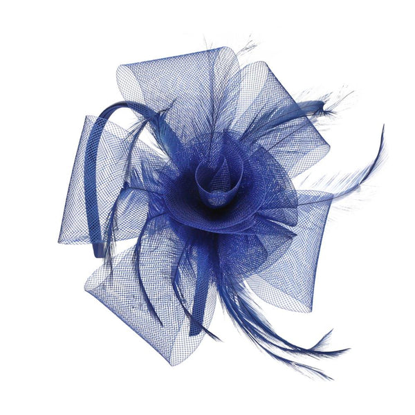 pavers Feather Flower Fascinator - Navy