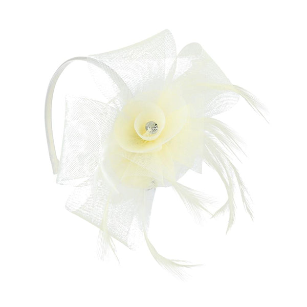 pavers Feather Flower Fascinator - Nude