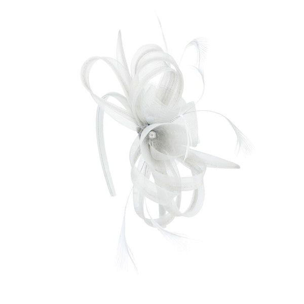 pavers Feather Ribbon Fascinator - Silver