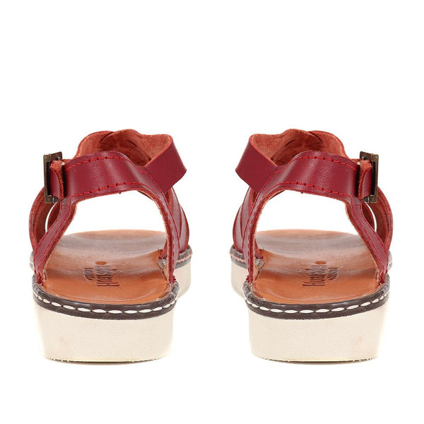 Pavers Flat Buckle Sandals - Red