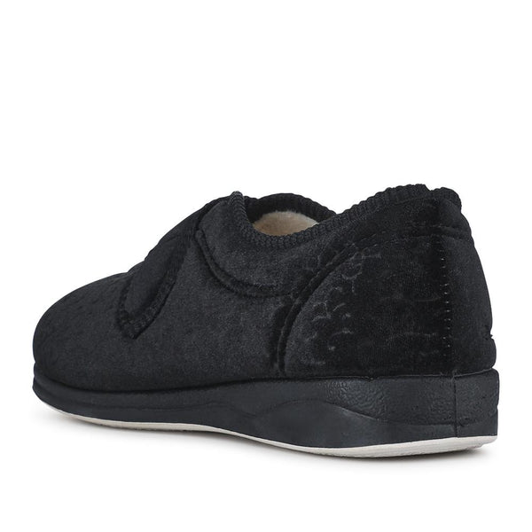 Pavers Flat-Heeled Touch-Fasten Slippers - Black
