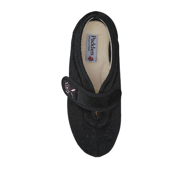 Pavers Flat-Heeled Touch-Fasten Slippers - Black