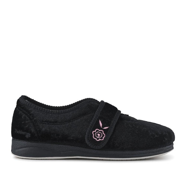 pavers Flat-Heeled Touch-Fasten Slippers - Black