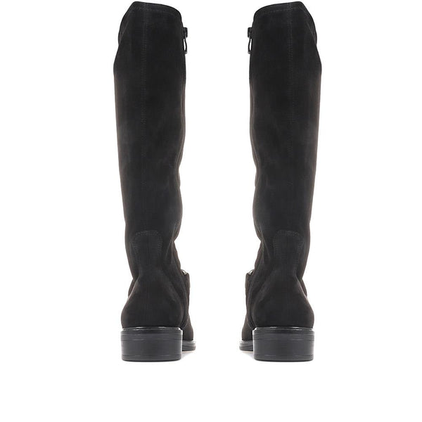 Pavers Flat Knee High Boots - Black