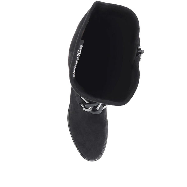 Pavers Flat Knee High Boots - Black