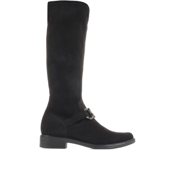 pavers Flat Knee High Boots - Black