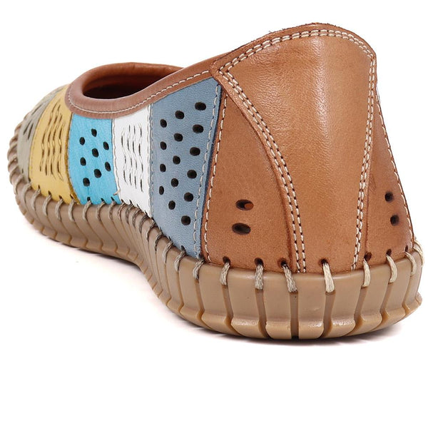 Pavers Flat Leather Ballerina Shoes - Multi