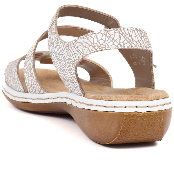 Pavers Flat Leather Sandal - White Multi