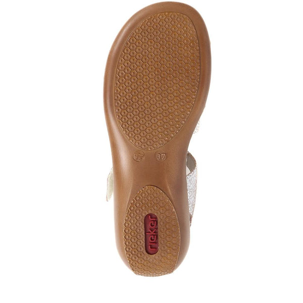 Pavers Flat Leather Sandal - White Multi