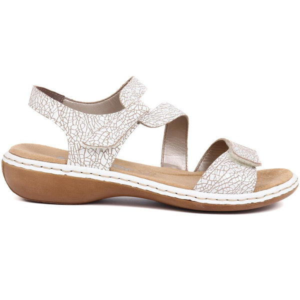 pavers Flat Leather Sandal - White Multi