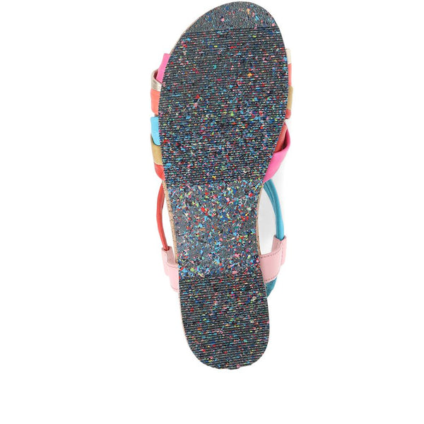 Pavers Flat Leather Sandals - Multi