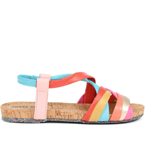 pavers Flat Leather Sandals - Multi
