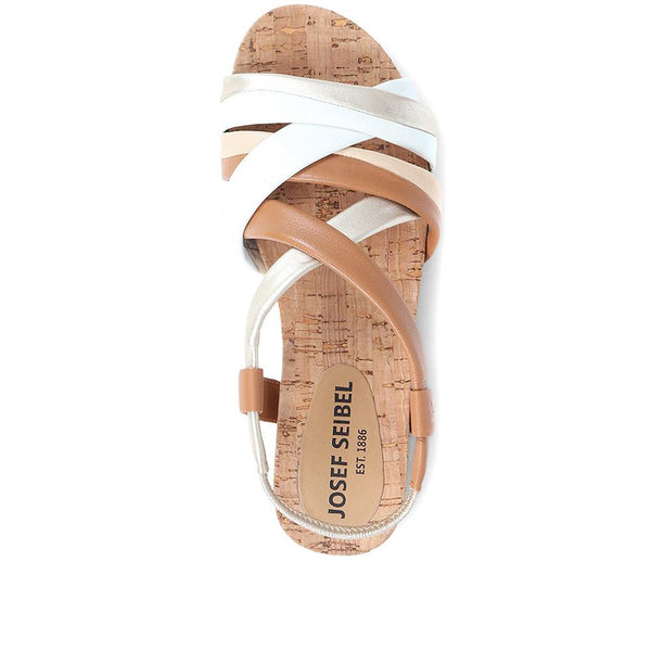 Pavers Flat Leather Sandals - Tan Multi