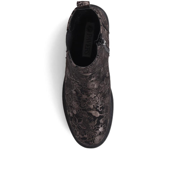Pavers Floral Chelsea Boots - Black Floral