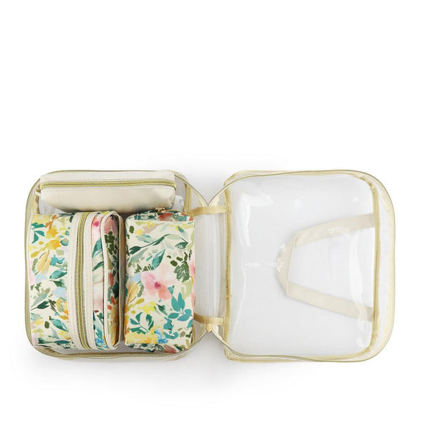 Pavers Floral Cosmetic Bags - BEIGE FLORAL