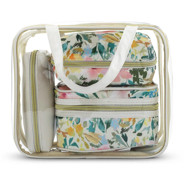 pavers Floral Cosmetic Bags - BEIGE FLORAL