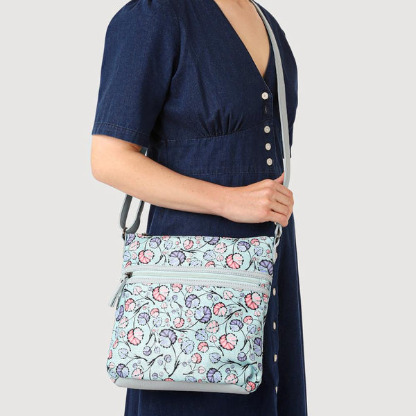 Pavers Floral Cross-Body Bag - Light Blue