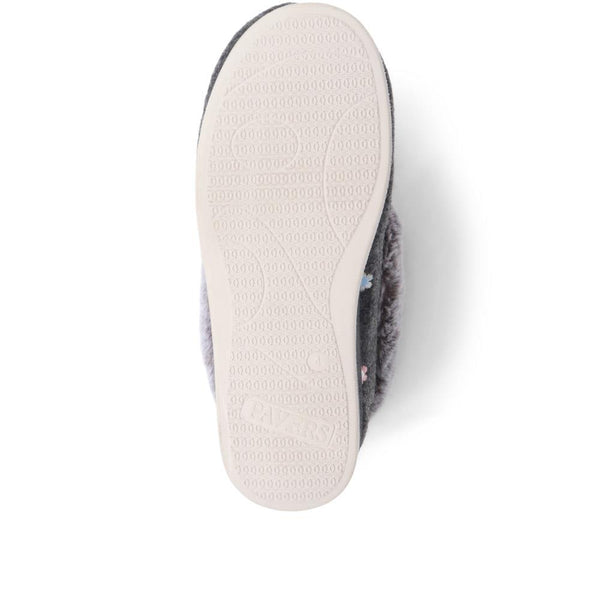 Pavers Floral Faux-Fur Slippers - Grey Floral