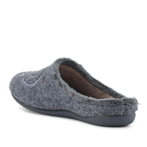 Pavers Floral Pattern Mule Slippers - Grey